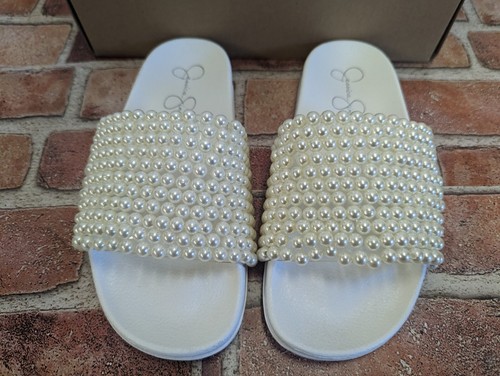 NIB Jessica Simpson Saycie Beaded Slide Sandal, Size 6 M clear/ pearl - Picture 8 of 10