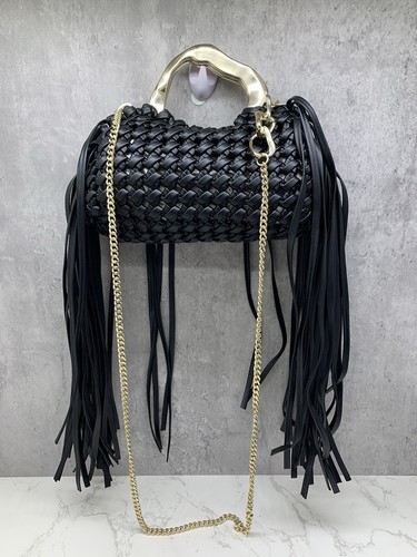 New Aje Black Weave Micro Fringe Frame Bag OS - RRP $425 BNWT - Picture 8 of 10