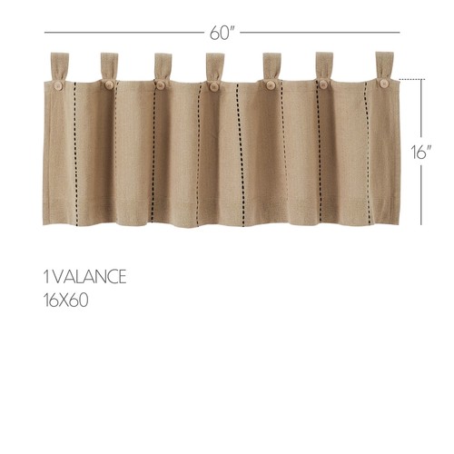 Stitched Burlap Natural Valance 16x60 Black VHC BRANDS COUNTRY PRIMITIVE Rustic - Picture 7 of 8