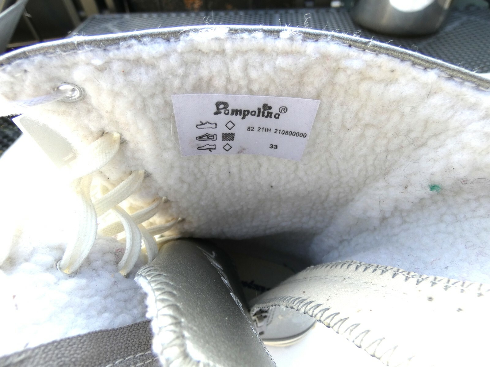 Buty zimowe pampolina dziewczęce, srebrna gruba podszewka gr.33 Cena promocyjna