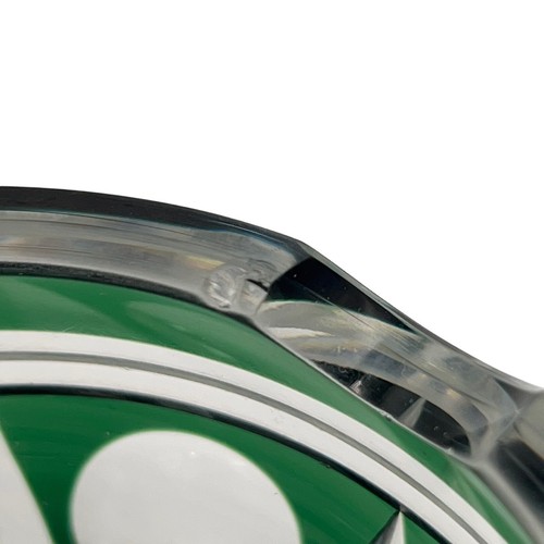 Val St Lambert Ashtray Etched Signature Emerald green Cut to Clear Crystal - Picture 7 of 8