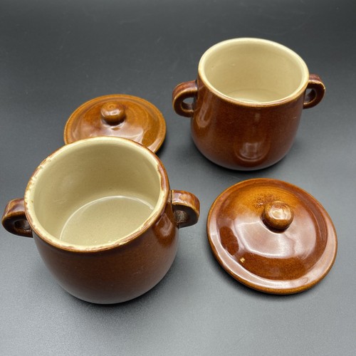 vtg england pearsons of chesterfield 1810 2pc canister 10oz Brown Glaze Pottery - Picture 5 of 12
