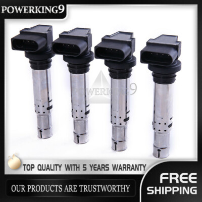 4Pcs Set Spark Plug Ignition Coils For VW Beetle Golf Jetta Passat 1.6FSI 1.4TSI