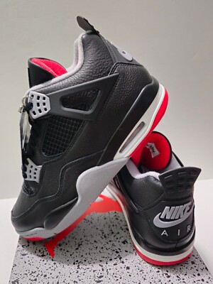 シューズ(男性用) NIKE Air Jordan 4 Black/Red/Grey Air Jordan 4 Retro Bred Reimagined Black Red Grey Men's