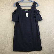 New J. CREW Cold Shoulder Basketweave Textured Dress Navy Blue Mini size S