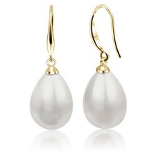 Elegant Teardrop Pearl Earrings for Women - Silver or Gold Plated, Synthetic ...