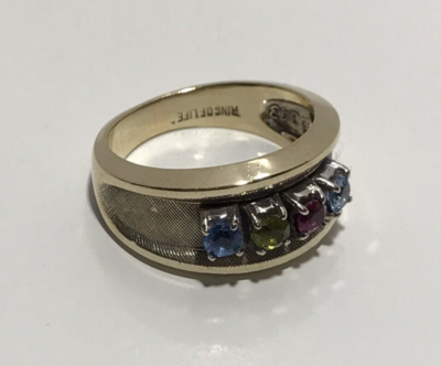 VTG DESIGNER SIGNED RING OF LIFE JTC 10K YELLOW GOLD MULTI