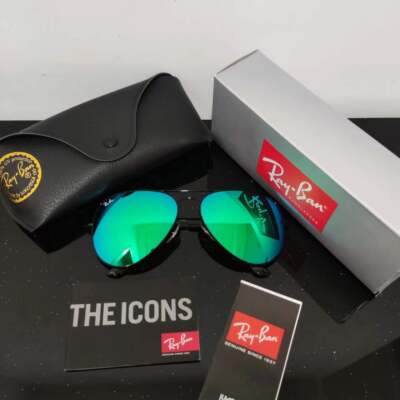 RAY-BAN RB3026, aviator sunglasses,Black Frame/Large 62mm Green Lens