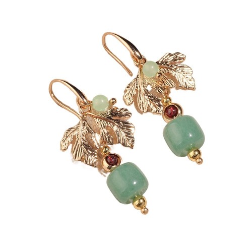Vintage Imitated Bowlder Earrings Vintage Leaf Earrings Jewelry Accessories - Picture 7 of 8