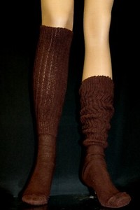 2 Brown Scrunch Slouch Knee Socks Hooters Uniform Warm Cozy Cute Soccer Run Ski