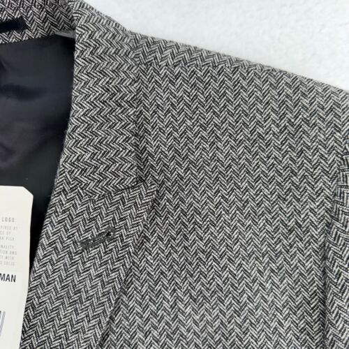 Ben Sherman Plectrum Blazer XL Gray Black Herringbone Double Breasted Peak Lapel - Picture 2 of 17