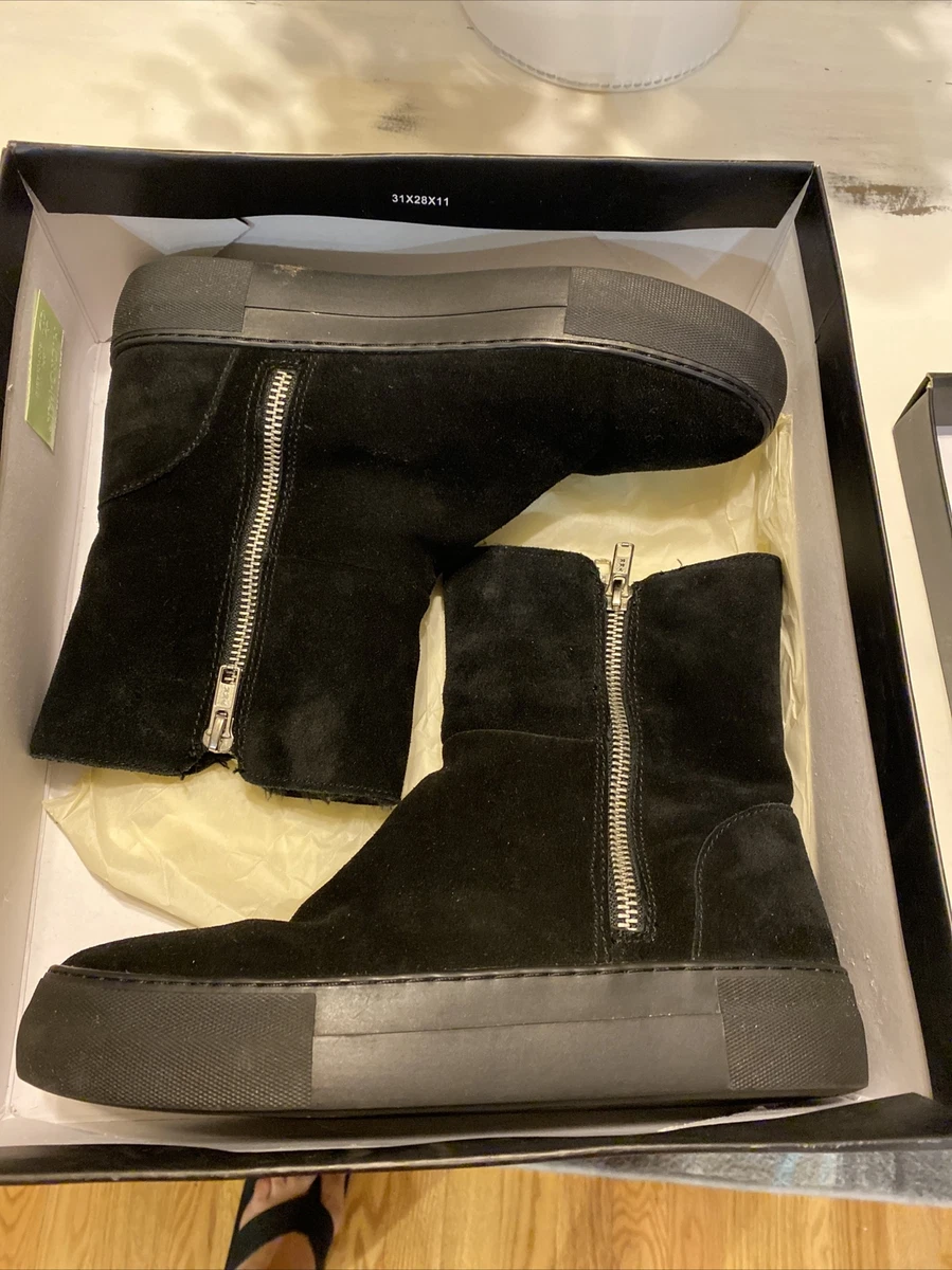 J Slides NYC Allie Faux Fur Lined Bootie Black Size 7 Taupe