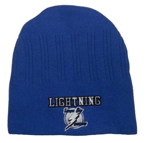 Tampa Bay Lightning Hat Cap Kids Blue Black NHL Hockey Beanie Knit