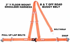 OFF ROAD SEAT BELT 3 POINT SNAP & BOLT RACING 2" BUGGY B&T Y HARNESS ORANGE