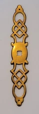 NOS NEW OLD STOCK ORNATE Vintage Brass Backplate KNOB PULL  5.5"