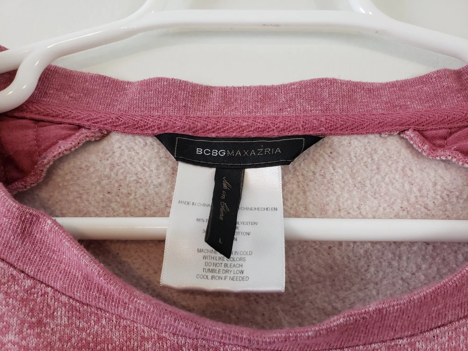 (9) Y2K BCBGMAXAZRIA Women's Sweatshirt Size L Sweater Heather Pink Pockets - Image 3 of 4