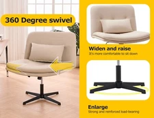 Modern Armless Office Chair-Ergonomic PU Mid-Back,Widen Seat,Swivel,Adjustable H