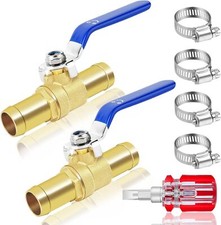 5/8'' Heater Hose Shut off Ball Valves 2Pcs Brass Barb Shut off Ball Valves