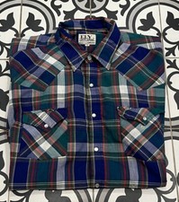 Vintage Western Ely Cattleman Cowboy Rockabilly Pearl Snap Button Down Shirt XL