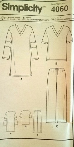 Ropa de dormir unisex Simplicity 4060 talla XS-XL pecho 3048 tela patrón 200 sin cortar - Imagen 3 de 5