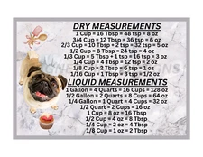 Pug Dog Measuring Chart Magnet Kitchen Baking Guide