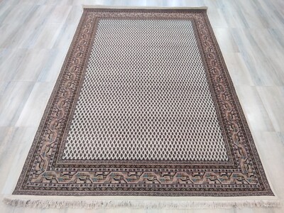 Oriental Vintage Hand Knotted Area Rug 100% Wool Paisley Beige 6'7'' x 9'10''