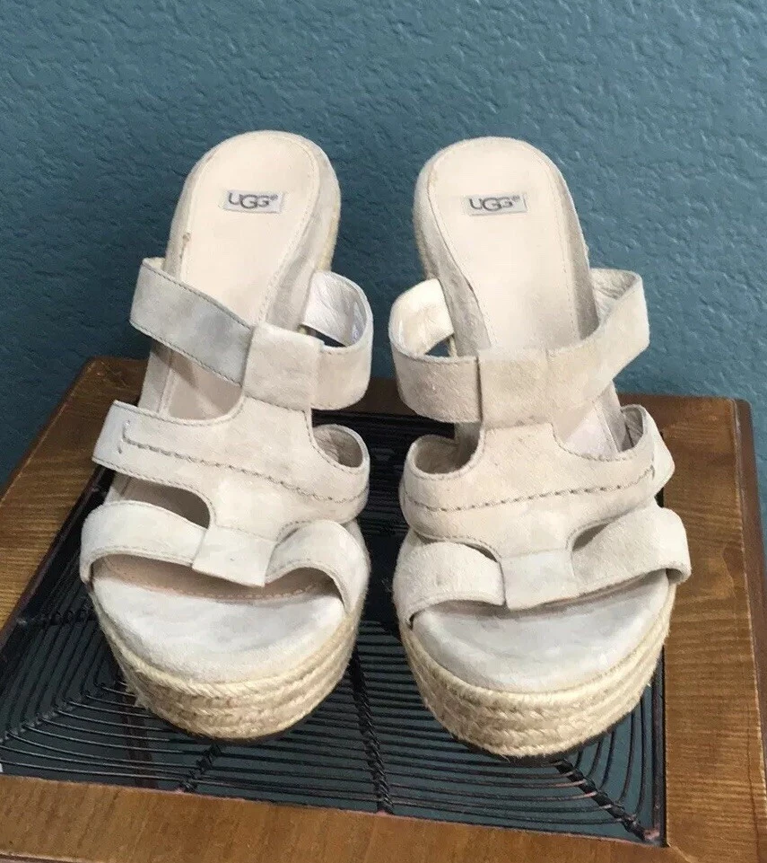 Ugg Women s Tawnie Open Toe Wedges Beige Size 9 F29012A 1000404