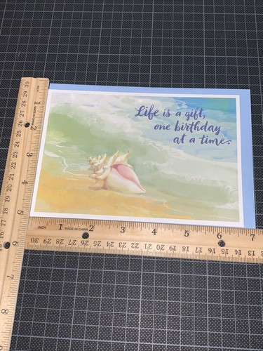 Hallmark Birthday Card: Calm Seashell Ocean Life Is A Gift One Year At A Time - Picture 5 of 5