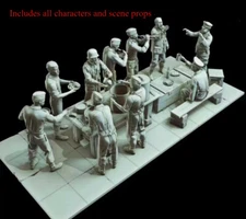 Ww2 Scene of German Army Dinner During 1/35 Resin Figures Model Kit Unpainted