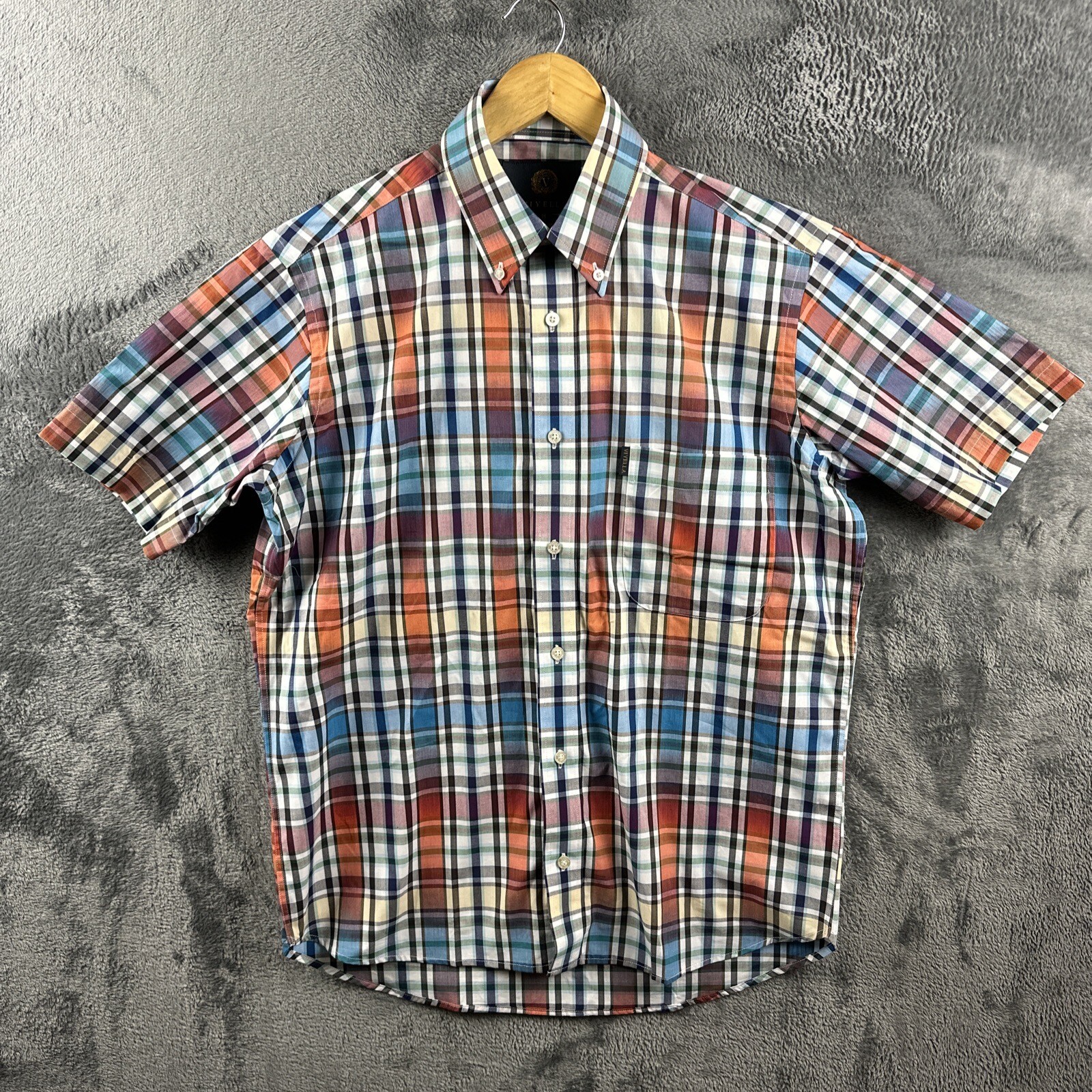 Viyella Mens Shirt Short Sleeve Tartan Plaid Pocket Multicoloured