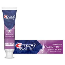 Crest 3D White Fluoride Anticavity Toothpaste Radiant Mint 0.85 Ounce Pack of 3