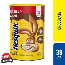 Nestle Nesquik Chocolate Flavor Powder Stir In Drink Mix Canister, 38 oz