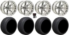 GTW Specter 12" Golf Cart Wheels Chrome 215x35 Cruze Tires E-Z-GO & Club Car