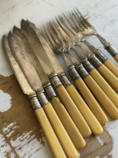 Altes Fischbesteck, versilbert, antikes Englisches Besteck Mit Gravur