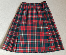 VINTAGE 80s Womens Skirt-ARCHIE BROWN  SON-red/green plaid wool pleated kilt-12