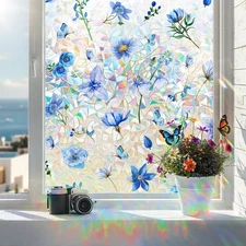 Window Privacy Film, Rainbow Stained Glass Decorative Window Clings, Anti-UV ...
