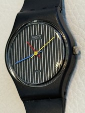 1984 Swatch Lady LA100 Miss Chanel Pinstripe Vintage Watch Near Mint New Battery
