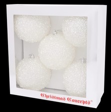Christmas Concepts® Pack of 5 - 100mm Large White Xmas Tree Baubles (BA1005WI)