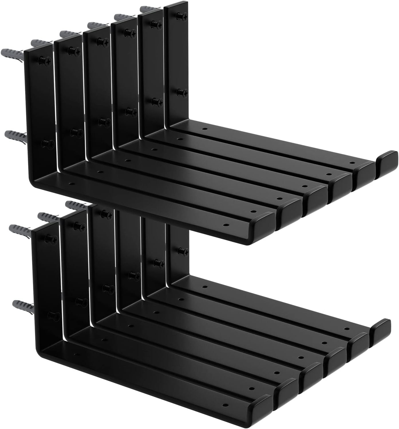 OFFERTA 12 Staffe Mensole 25x15 cm - Supporti Metallo Nero Alta Portata