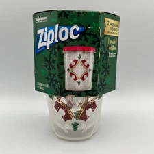 Ziploc Limited Edition Holiday Twist Loc 2ct Medium Round 1 Qt 2019 New