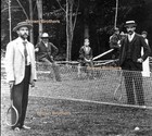 1900s Dapper Gents in Jackets & Boaters Play Tennis on the Lawn Film Negative — photo 3