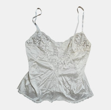 VTG Cabernet Lace Trim Silky Satin Cami Top 34 Lingerie Antron Nylon Coquette