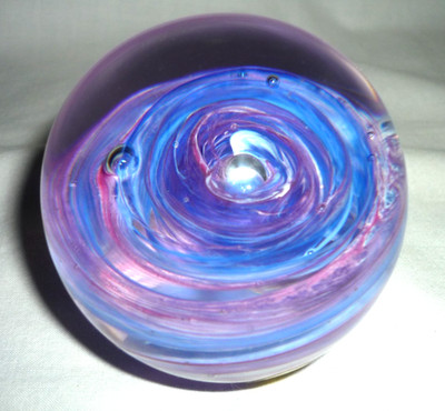 Vintage Granna Paperweight Sweden Galaxy Pink & Blue