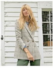 VERONICA BEARD Dickey Jacket Women Navy Ivory Plaid ORIA blazer Size 2 NWOT 695