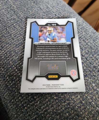2024 Prizm Football J. Michael Sturdivant #195 Green Prizm UCLA Rated Prospect - Picture 2 of 2