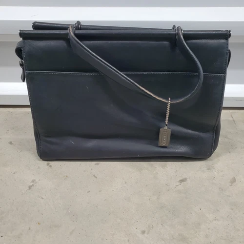Borsa a tracolla vintage Coach Whitney 9182 in pelle nera con cerniera asta tassello