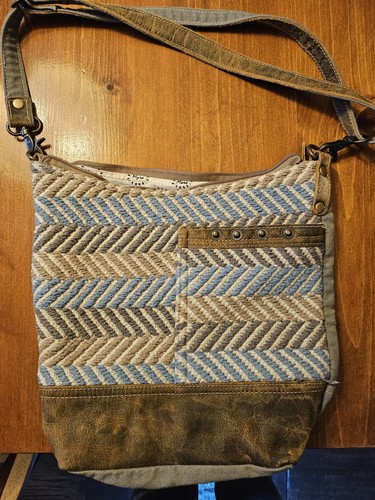 Myra Shoulder Bag - Blue Chip Shoulder Bag - Blues & Browns Leather Studs