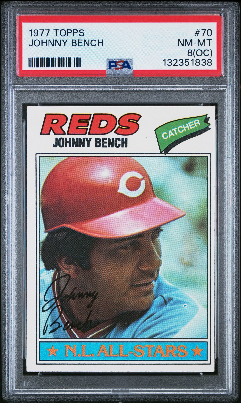1977 TOPPS #70 JOHNNY BENCH PSA 8