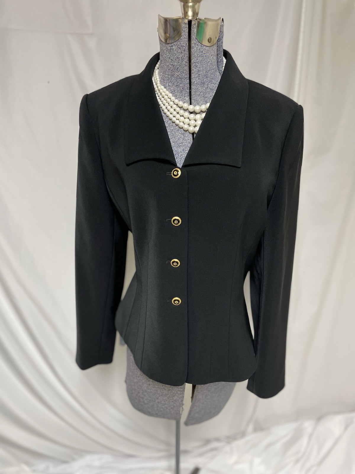 Le Suit Blazer Size 10 Black Suit Seperates Jacket Gold Tone Buttons Executive