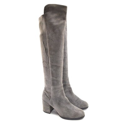 Stuart Weitzman Alljack $785 Over The Knee Boots Womens size 6 M Gray Heel Shoes